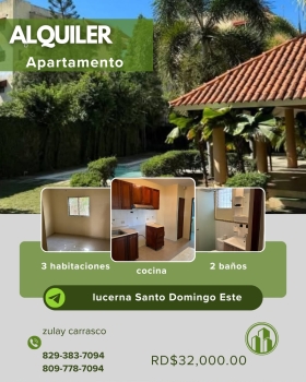 Se renta apartamento en lucerna santo domingo este