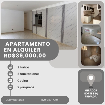 Apartamento en alquiler – mirador norte  excelente ubicación próximo a