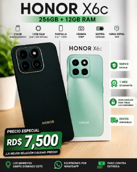 Honor x6c de 256gb y 6gb6gb 12gb ram camara 50mp desbloqueado