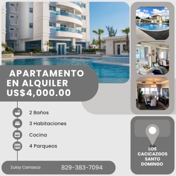 Apartamento de lujo en alquiler av. anacaona los cacicazgos santo domi
