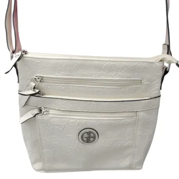 Bolso bandolera giani bernini guijarro cuero floral repujado hg10264-
