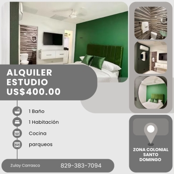 Alquilo hermoso estudio en la zona colonial santo domingo