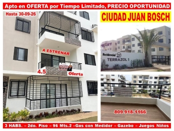 Apto en oferta por tiempo limitado en ciudad juan bosh 3 habs. 96 mts.