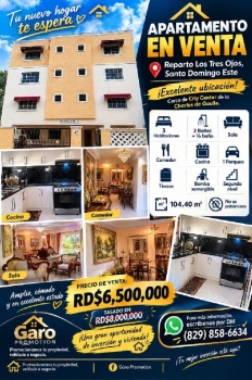Vendo apartamrnto en reparto los 3 ojos