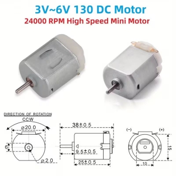 Mini motor dc 130 de alta velocidad 3v–6v 24000 rpm para proyectos y r