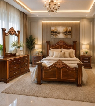 Dormitorio matrimonial en madera moderno