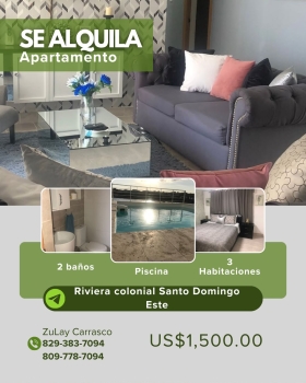 Apartamento en alquiler – zona oriental santo domingo este