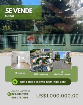Casa en venta – alma rosa l santo domingo este