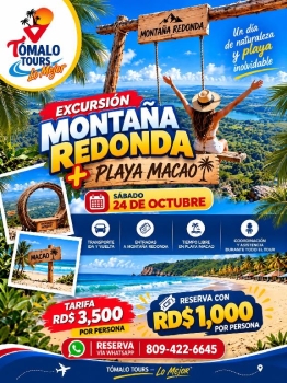 Tours montana redonda y playa macao  en santo domingo este