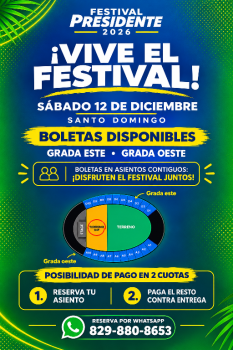 Boletas ticket festival presidente sábado 12