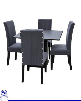 Comedor de 4 sillas  tapizado color gris y mesa cuadrada