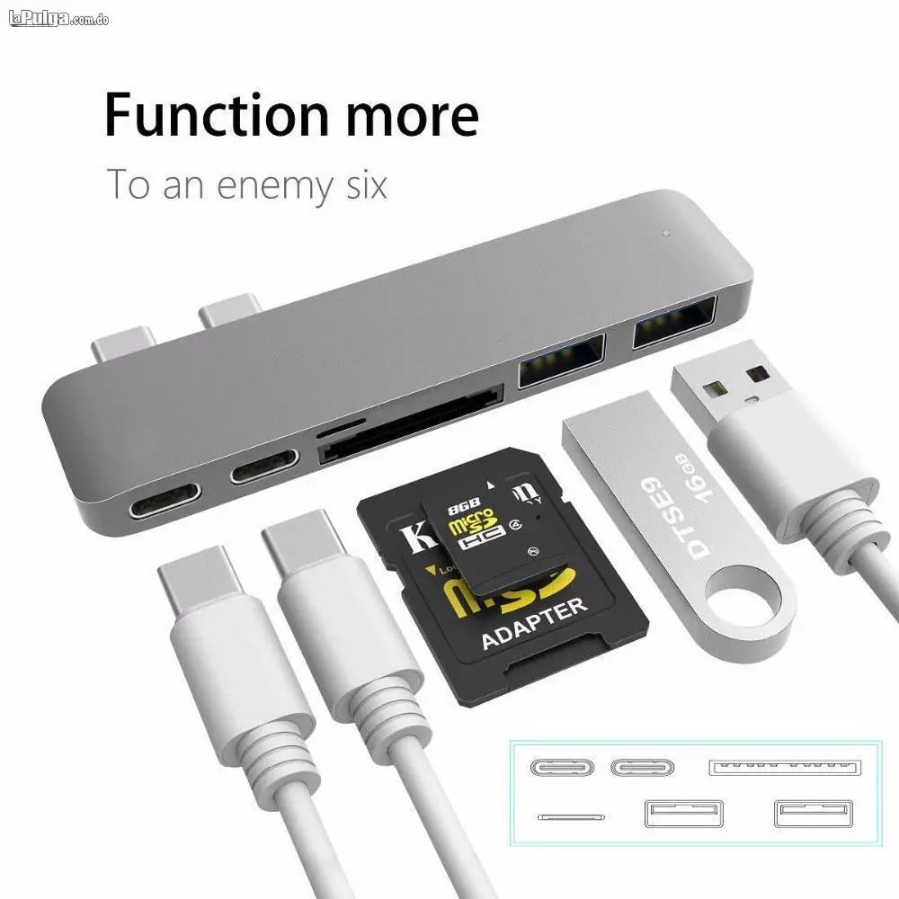 Adaptador Multi Puerto 6 En 1 Para Mac / Macbook Pro