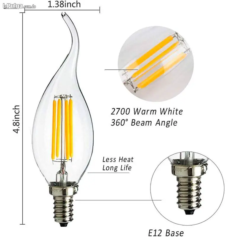 Bombilla de Candelabro Lámparas Con base E12 Estilo Edison Antiguo Foto 6814981-3.jpg