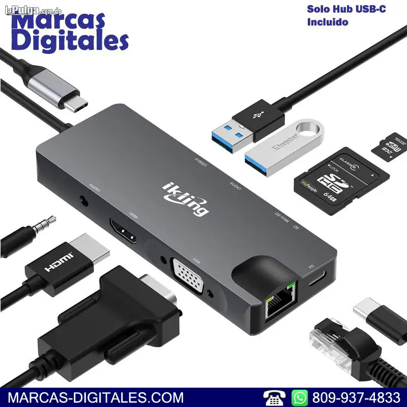 Ikling FX-1818 Hub Adaptador USB-C 9 en 1 para Laptop o Smartphone Foto 6901243-1.jpg