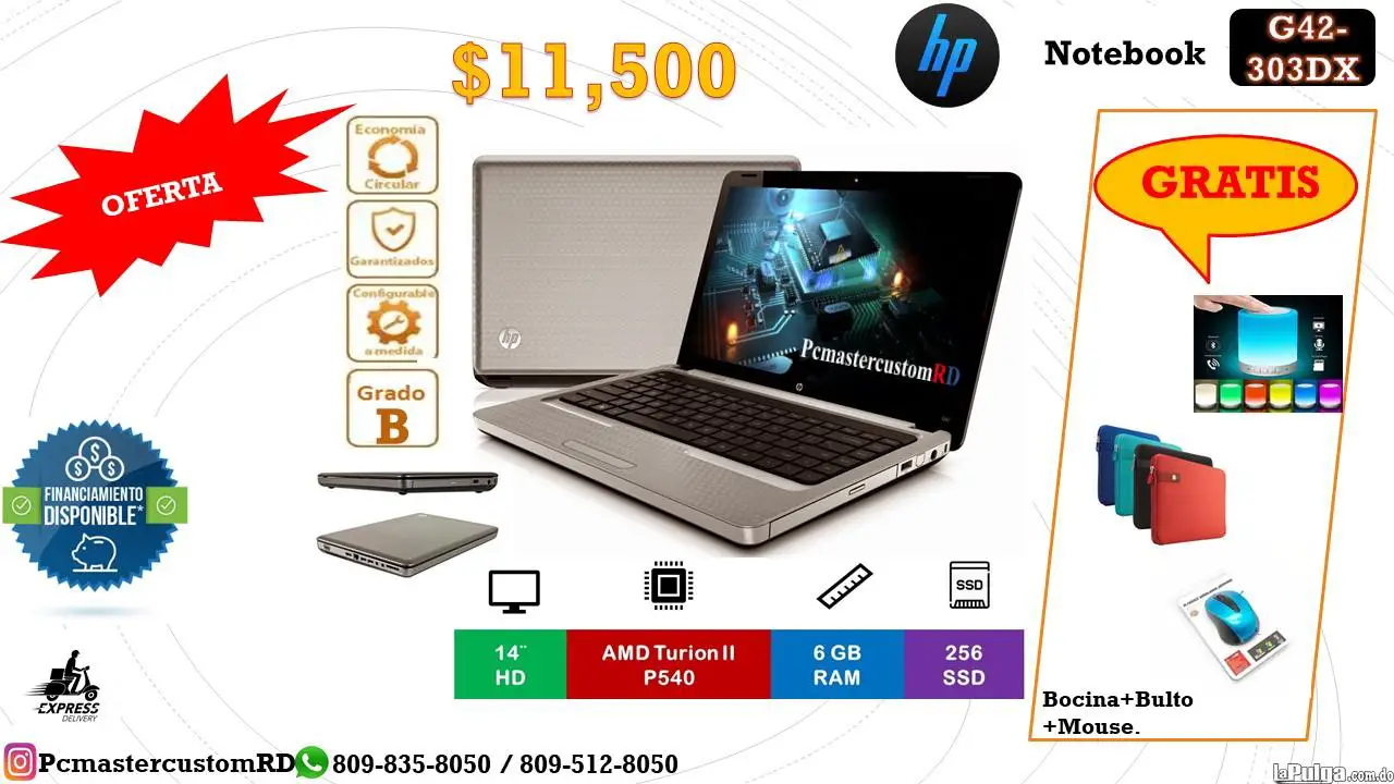 Oferta! Laptop Hp Notebook G42 Bulto Mouse Bocina Bluetooth Gratis