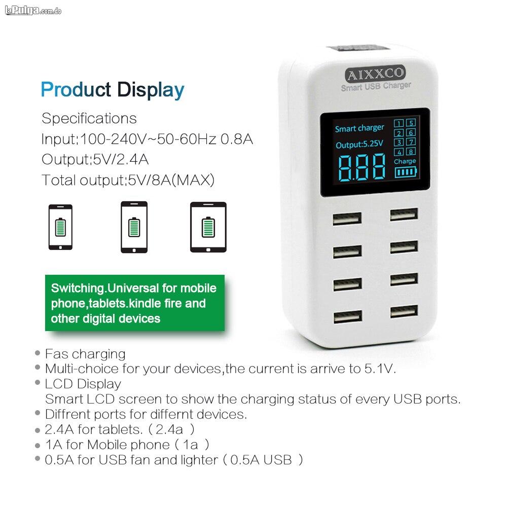 Cargador USB inteligente pantalla LED 8 puertos 40W carga rápida  Foto 7053883-1.jpg