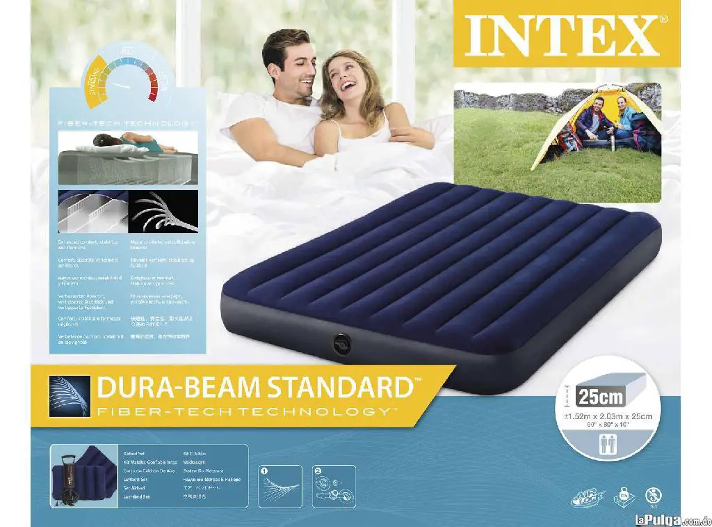 Colchon inflable intex de 60 pulgadas con almohadas y bomba manual.  Foto 7110740-1.jpg