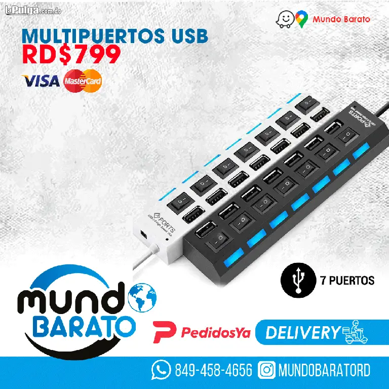 Cargador regleta USB multipuerto con 7 salidas USB carga simultánea 2 Foto 7125114-1.jpg