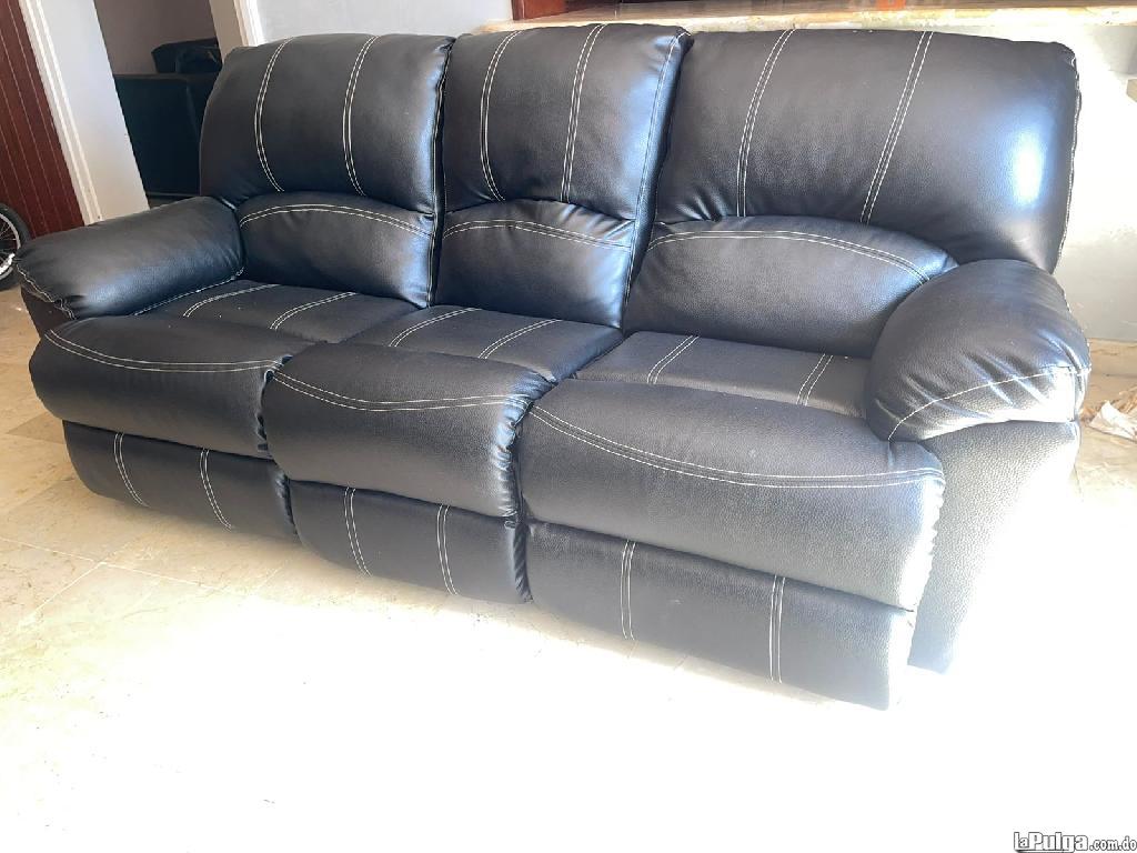 Moderno set de sofas reclinables 321 color negro con costuras blanca Foto 7136313-4.jpg