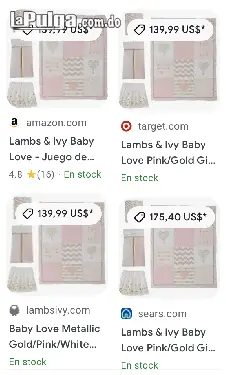 Lambs  Ivy Baby Love Pink/Gold Heart Juego de ropa de cama para cuna  Foto 7157446-5.jpg