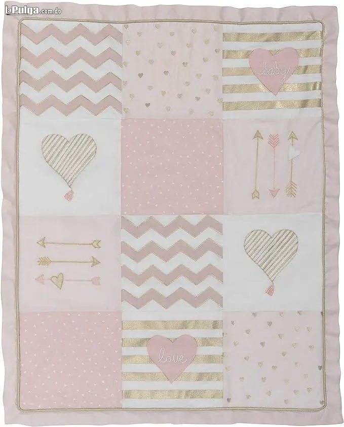 Lambs  Ivy Baby Love Pink/Gold Heart Juego de ropa de cama para cuna  Foto 7157446-8.jpg