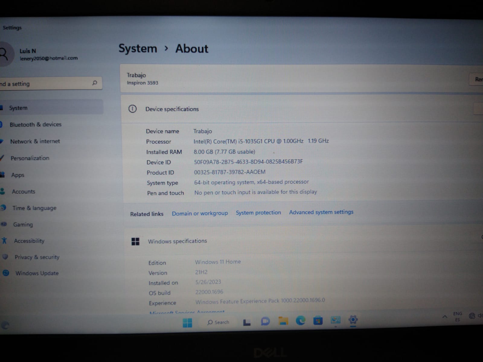 Laptop Dell i5 10ma. Gen 8 Ram SSD 256 GB Foto 7162678-2.jpg