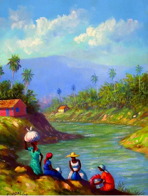 pintor dominicano cuadro costumbrista obra de arte e.vidal Foto 7169704-1.jpg