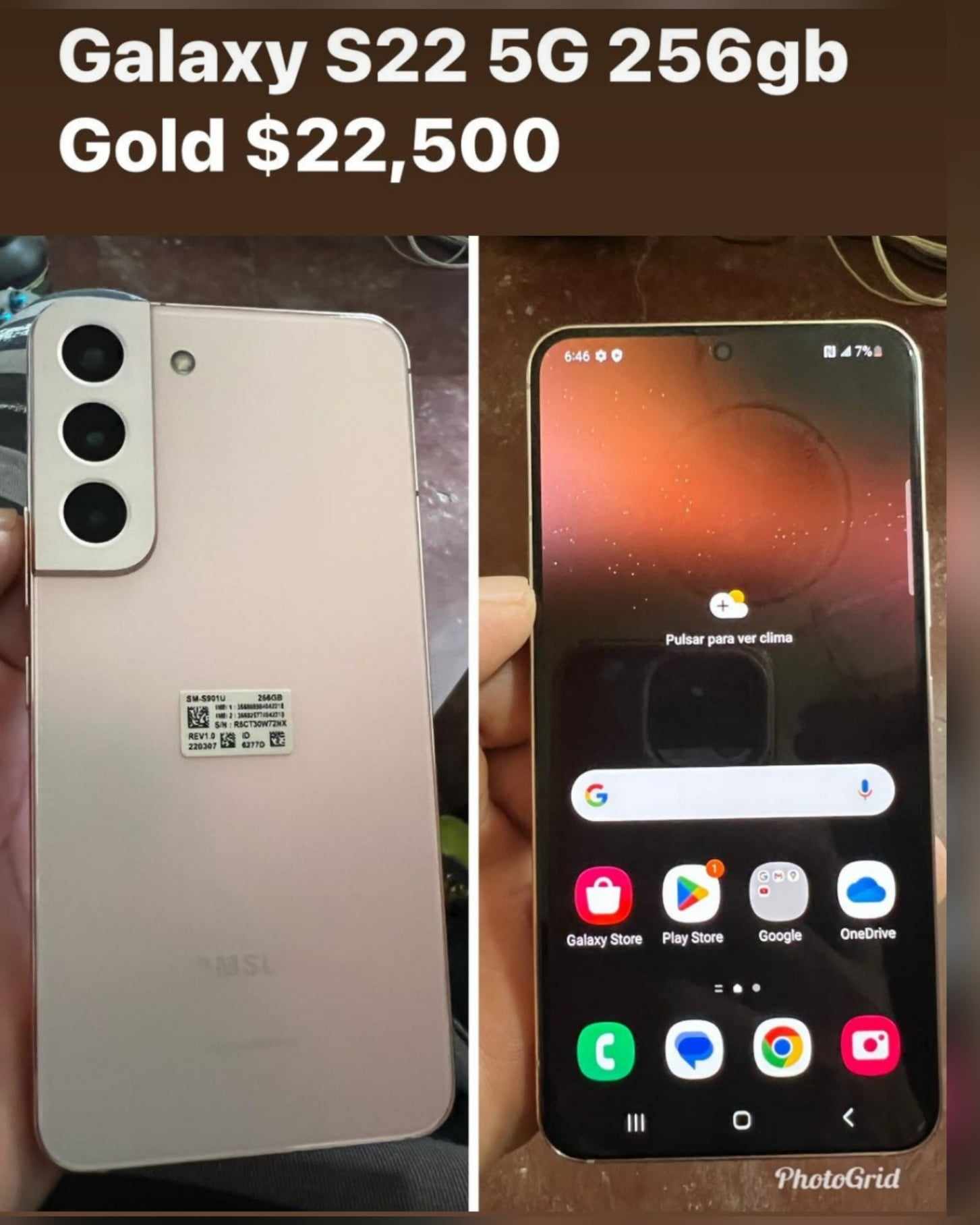 Galaxy S22 5G  de 256GB y 8GB  de ram color Oro Rosado Foto 7173079-G1.jpg