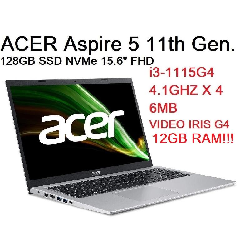 LAPTOP ACER ASPIRE 5 15.6 I3 11VA 12GB DDR4 128GB SSD NVMe  Foto 7173080-1.jpg