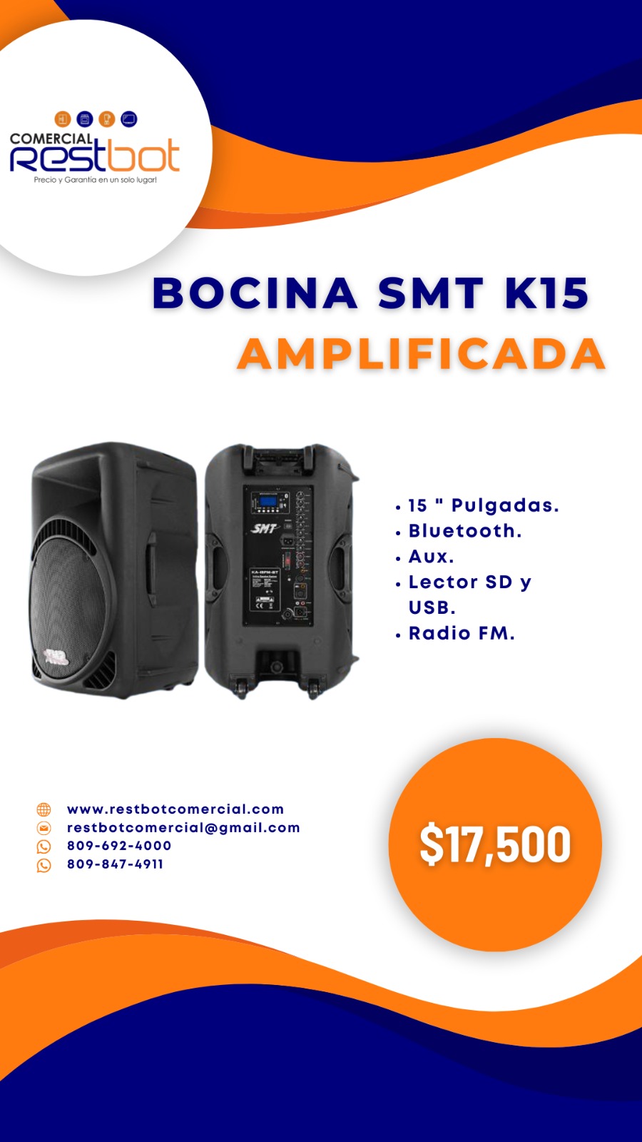 Bocina SMT K15 Amplificada. Foto 7185663-1.jpg