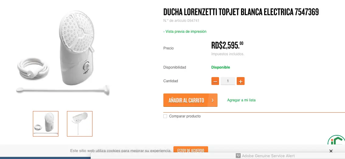 Ducha electrica blanca marca Lorenzetti  Foto 7212353-6.jpg