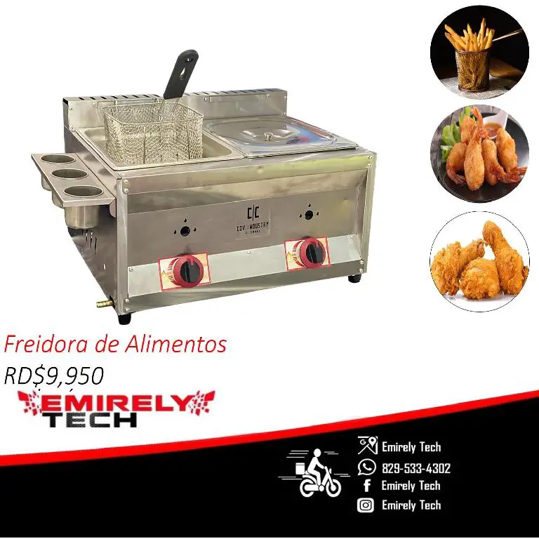 Freidora de gas de doble envase de 10 litros con escurridora para papa Foto 7212398-1.jpg