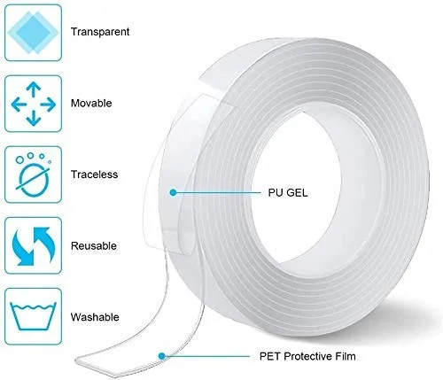 Cinta adhesiva de doble cara con agarre resistente multiusos  transpar Foto 7223569-2.jpg
