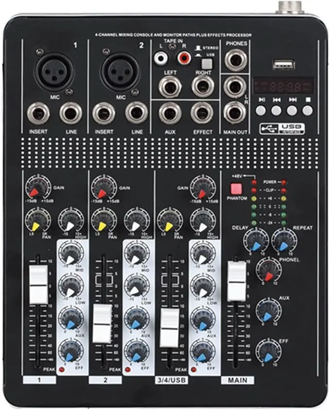 Mezclador de audio de 4 canales T4-USB mixer amplificador para sonido  Foto 7225259-1.jpg