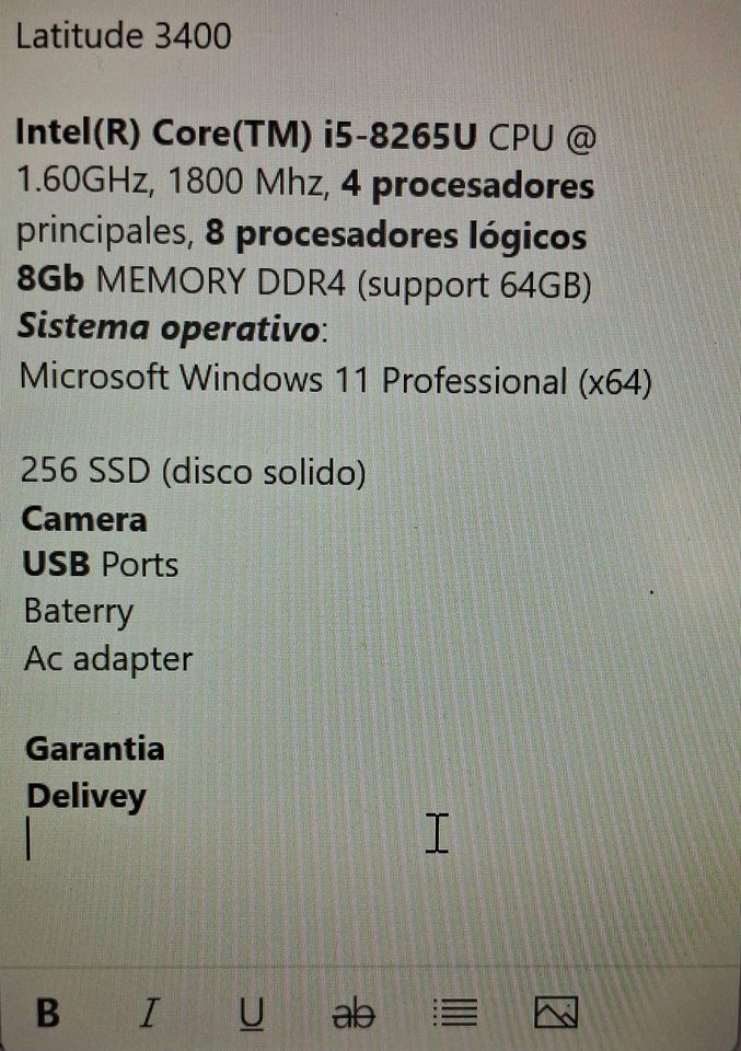 Dell latitude 3400 i5-8va Gen 256GB8GB en La Altagracia Foto 7225804-1.jpg