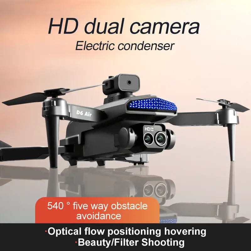 DRONES D6 AIR CON DOBLE CAMARA 4K CON 2 BATERIAS SENSON ANTICHOQUE NUE Foto 7228943-6.jpg