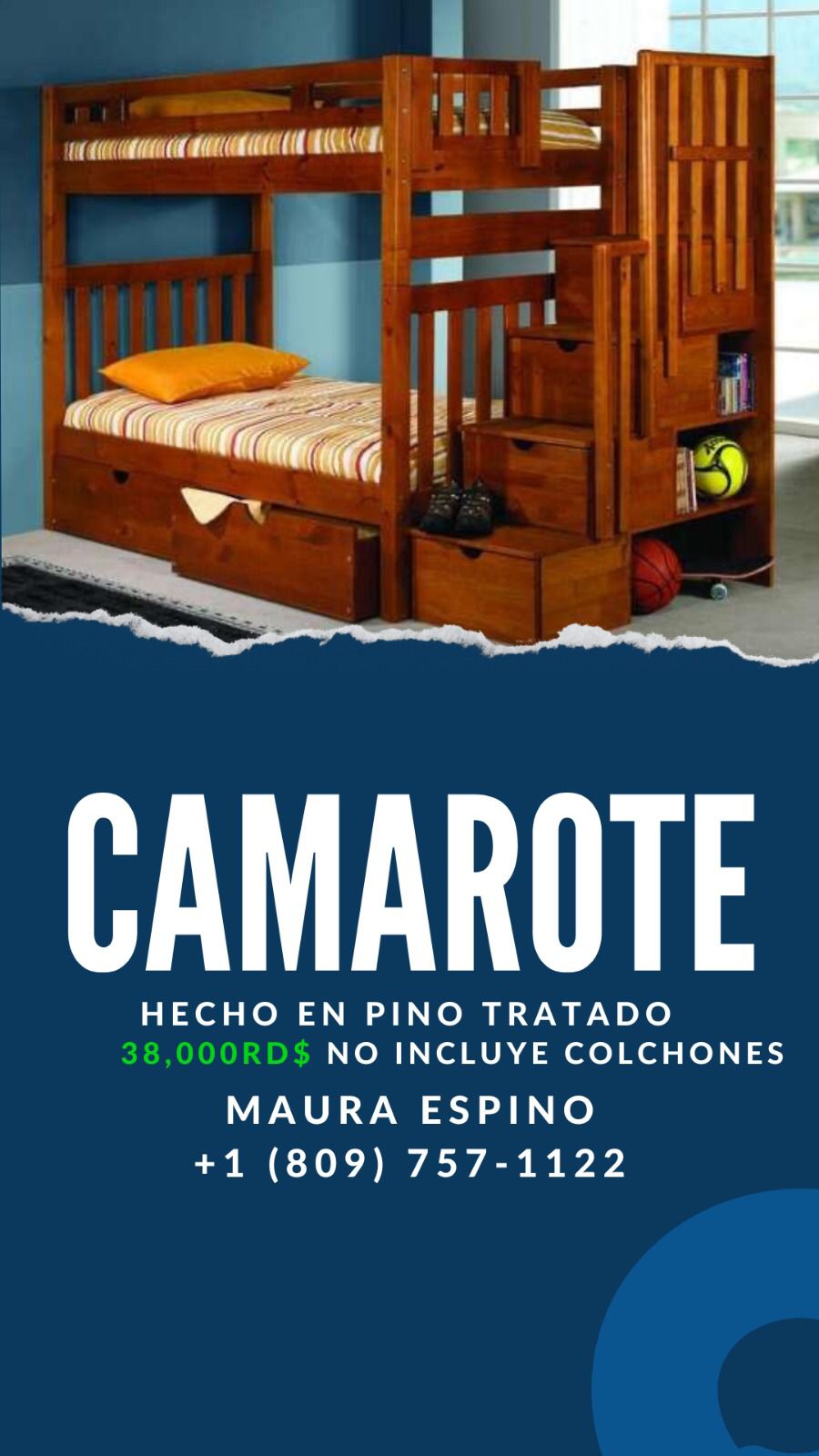 CAMAROTE EN MADERA DE PINO TRATADO. en La Romana Foto 7230003-1.jpg