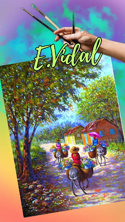 Pintor Dominicano cuadro Costumbrista Obra De Arte E.vidal Foto 7232182-6.jpg