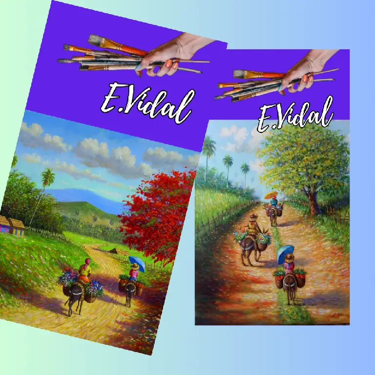 pintor dominicano cuadro costumbrista obra de arte e.vidal Foto 7233837-3.jpg