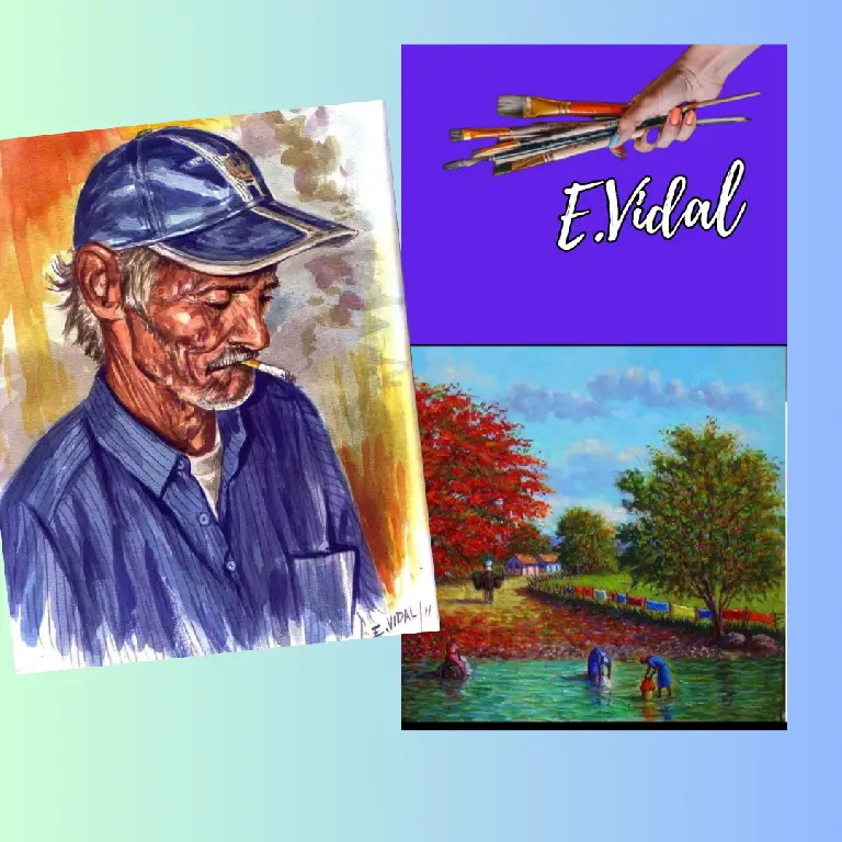 pintor dominicano cuadro costumbrista obra de arte e.vidal Foto 7233837-6.jpg