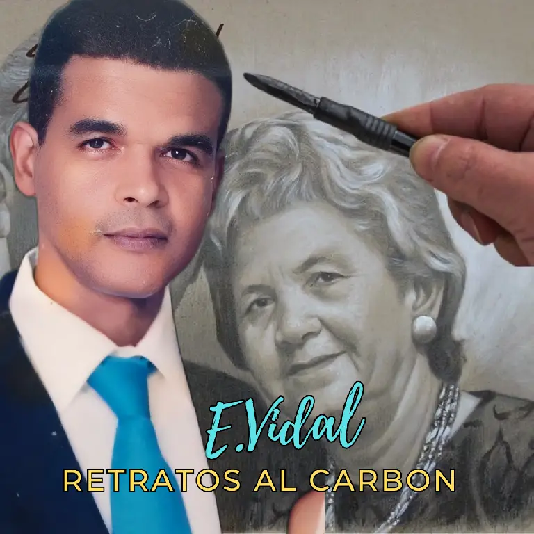PINTOR DOMINICANO E.VIDAL RETRATOS A LAPIZ CARBON  Foto 7234395-2.jpg