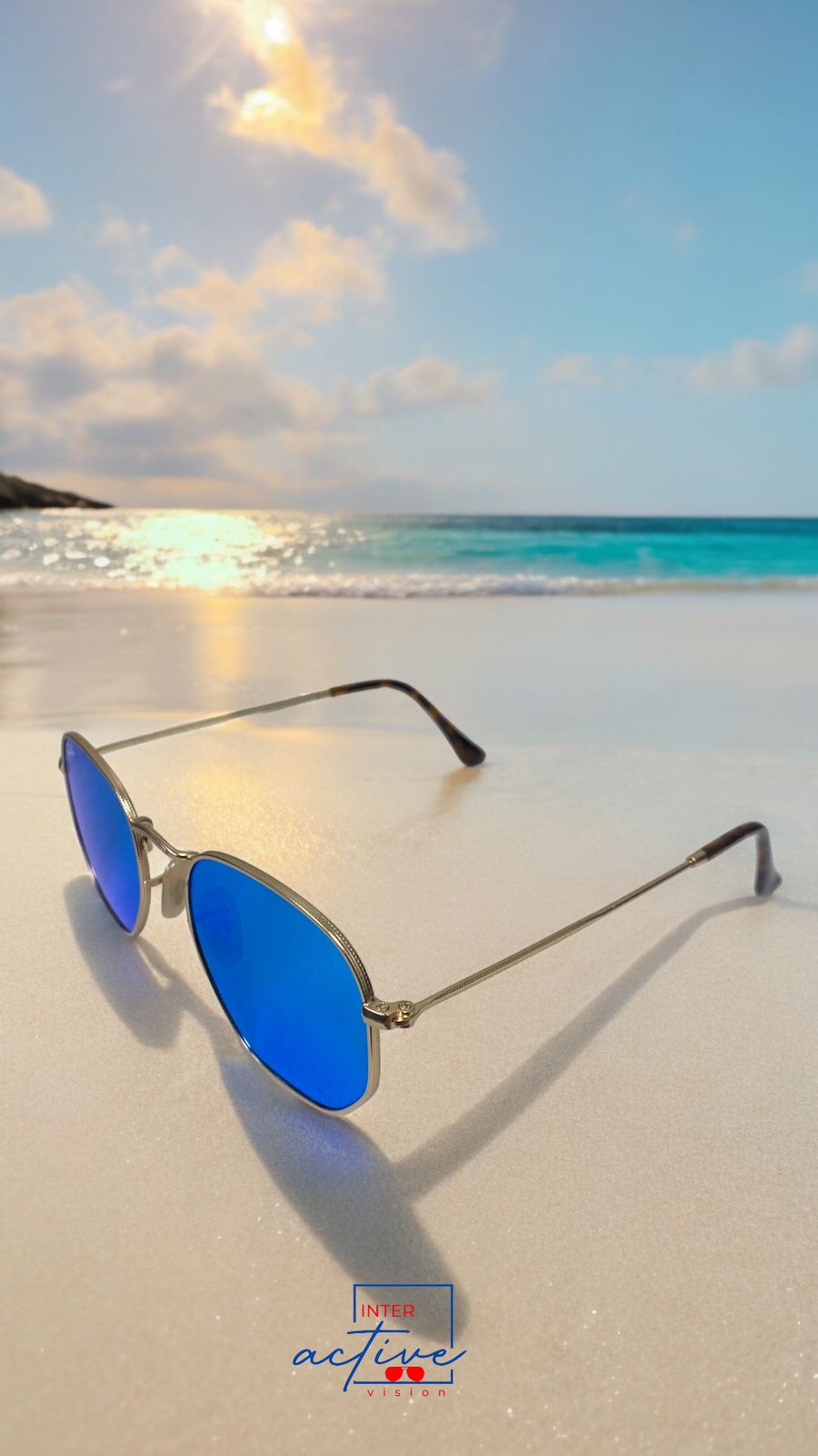 Lentes RayBan Hexagonal Dorado y Cristal Azul Cielo Foto 7235368-2.jpg