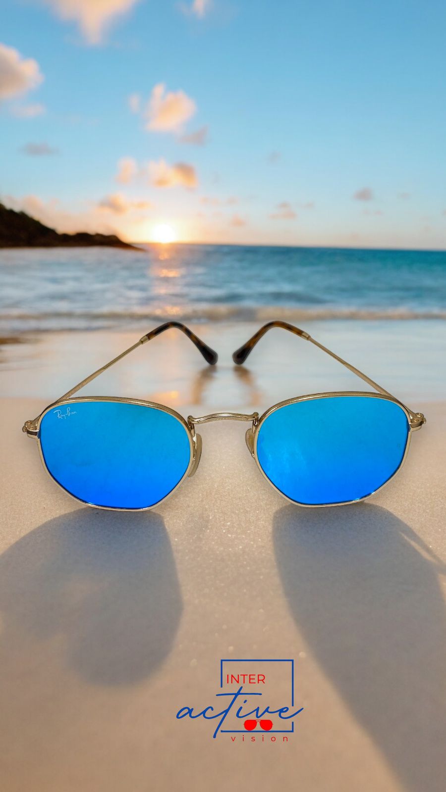 Lentes RayBan Hexagonal Dorado y Cristal Azul Cielo Foto 7235368-8.jpg