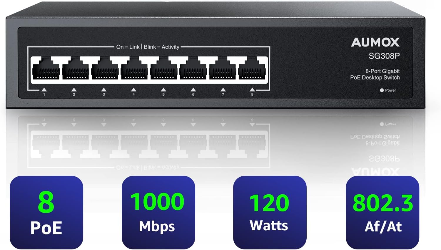 Switch PoE Gigabit de 8 puertos 8 puertos PoE 120W conmutador de red G Foto 7238308-1.jpg
