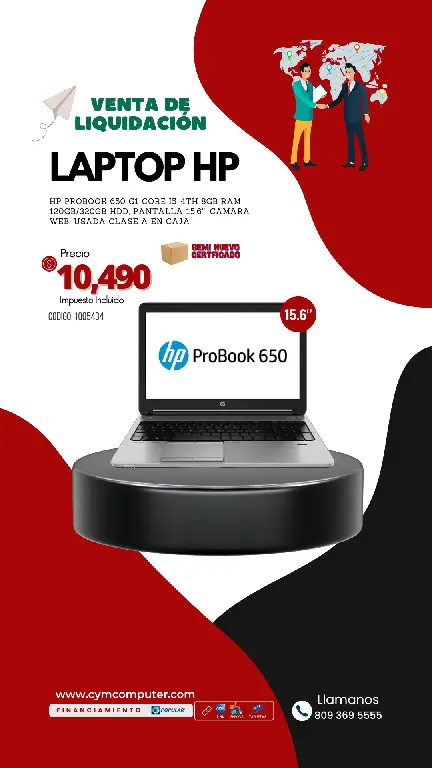 LAPTOP HP PROBOOK 650 G1 I5-4TH 8GB 120/320GB  Foto 7243696-2.jpg