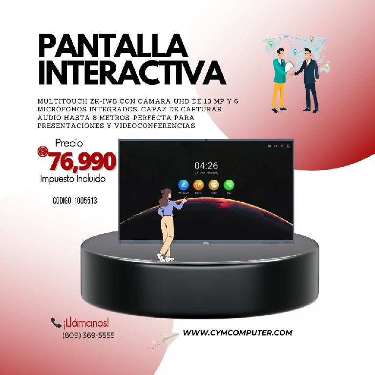 Pantalla pizarra Interactiva UHD 4K ZKTeco-A65-IWB4.0 de 65 Foto 7245576-2.jpg