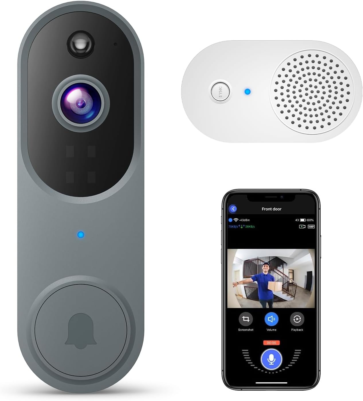 Timbre de video inalámbrico inteligente 1080P con Conexion Wifi y alma Foto 7246380-1.jpg