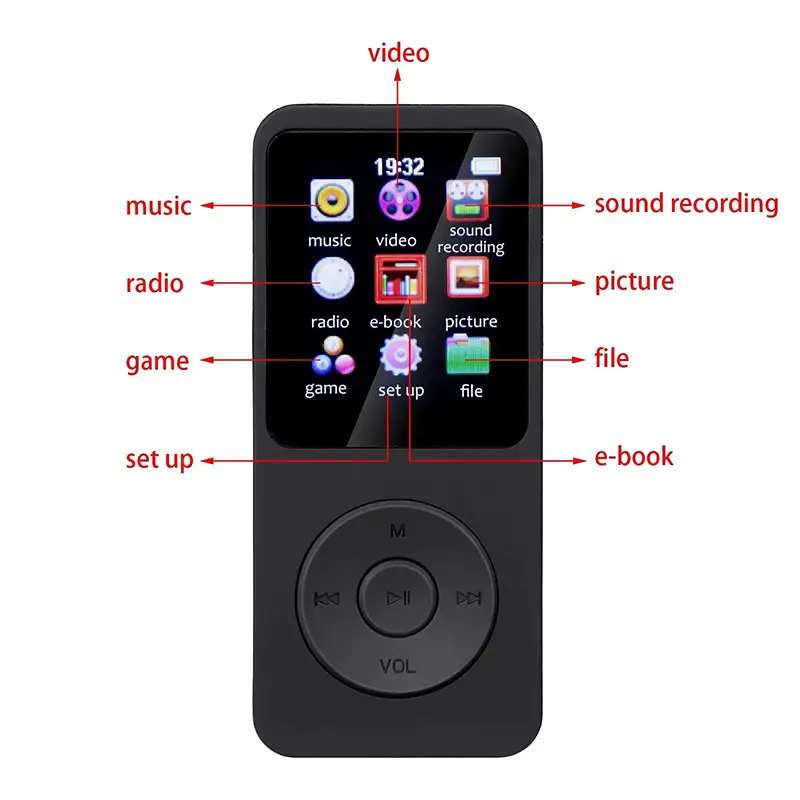 Reproductor MP4 Portátil con bluetooth - MP3 con Pantalla - FM - Vídeo Foto 7248577-4.jpg
