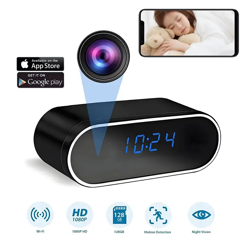 Reloj Despertador Cámara Espía WiFi Oculta con Micrófono Foto 7248609-4.jpg