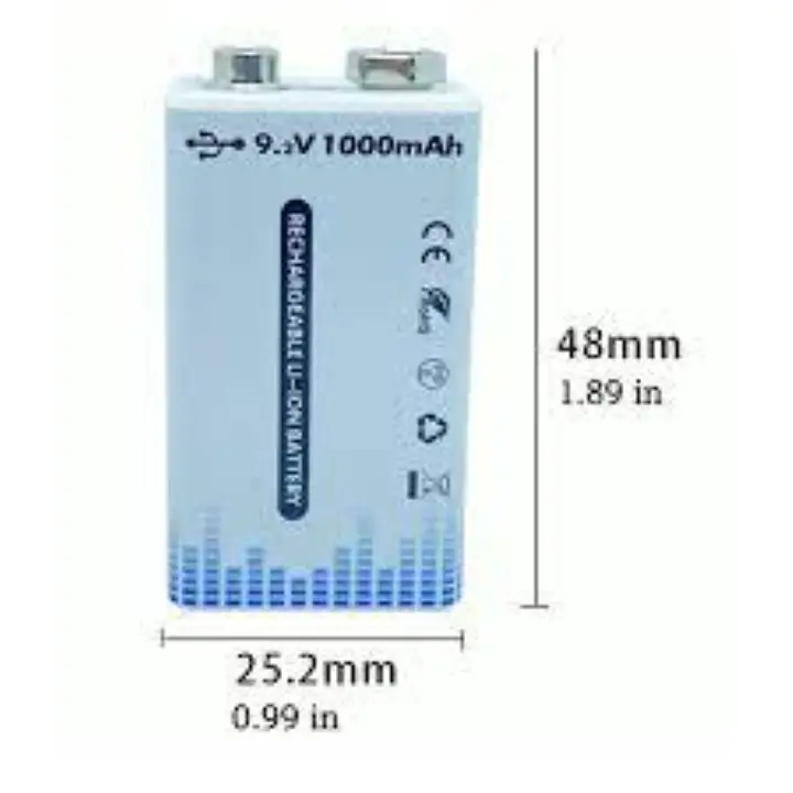Batería de litio 9v recargable usb c 500MAH ideal para linternas jugue Foto 7248731-2.jpg